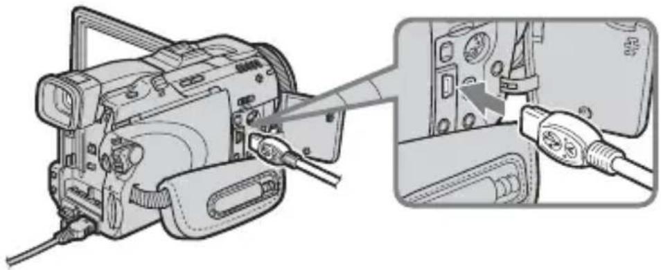 SONY UNAEN1 - Schlieben Sie das USB-Kabel des USB-Ethernetadapters an die (USB)-Buchse des Camcorders an. - 1