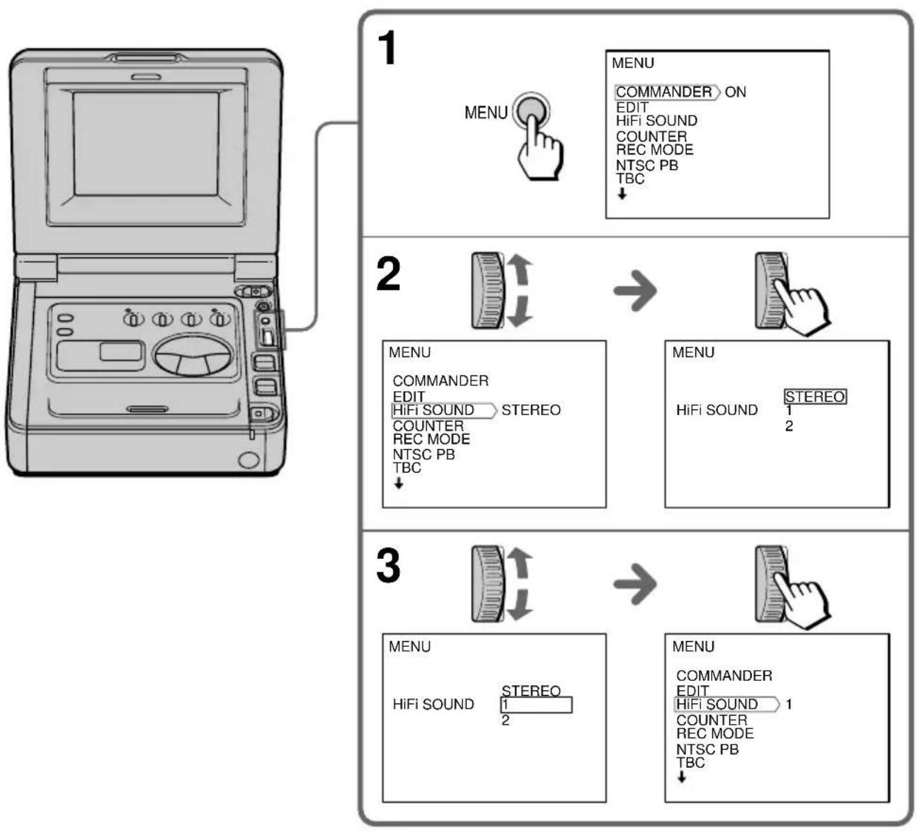 SONY GVA500E - Ändern der Einstellungen im Menüsystem - 1