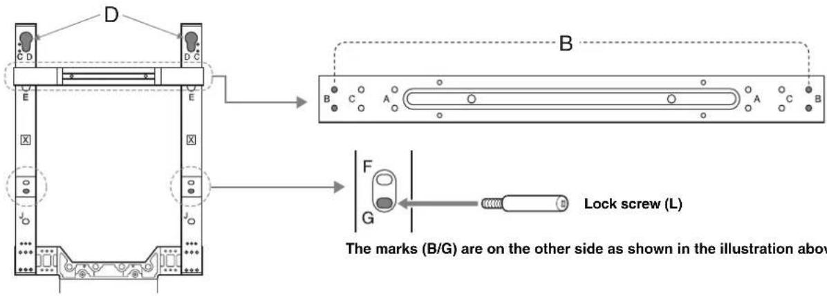 SONY SUFL62 - Hook and screw locations diagram/table - 2