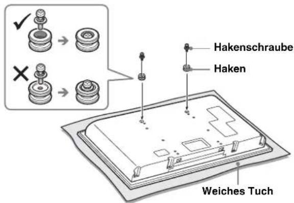 SONY SUFL62 - Bringen Sie die zwei Haken an der Rückseite des Fernsehgeräts an. - 1