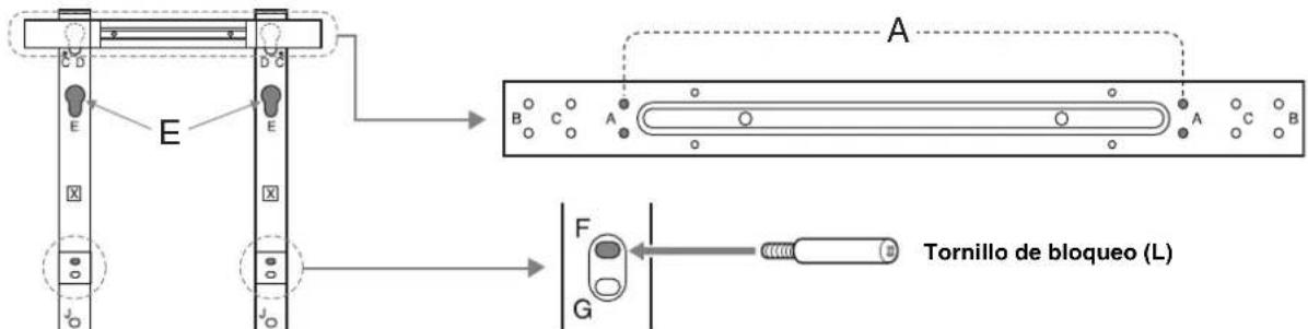 SONY SUFL62 - Tabla o esquema de lasubicaciones de los ganchos y tornillos - 1