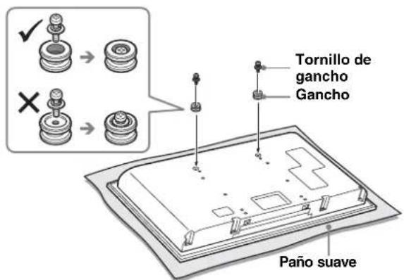 SONY SUFL62 - Fije los dos ganchos en la parte posterior del televisor. - 1