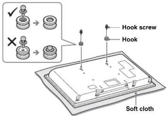 SONY SUFL62 - Attach the two hooks on the rear of the TV. - 1