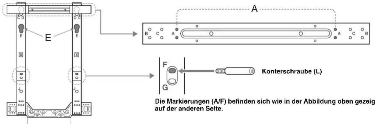 SONY SUFL62 - Diagramm/Tabelle für die Position von Haken und Schrauben - 1