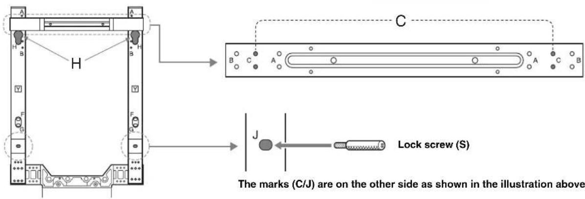 SONY SUFL62 - Hook and screw locations diagram/table - 3