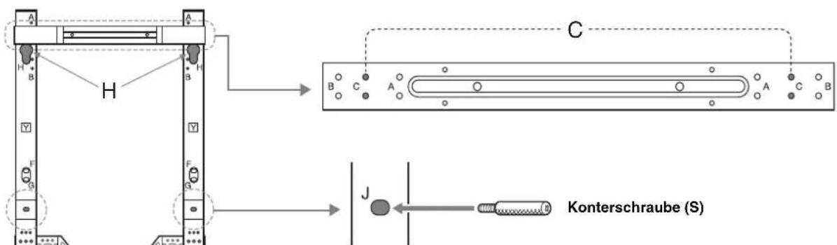 SONY SUFL62 - Diagramm/Tabelle für die Position von Haken und Schrauben - 3