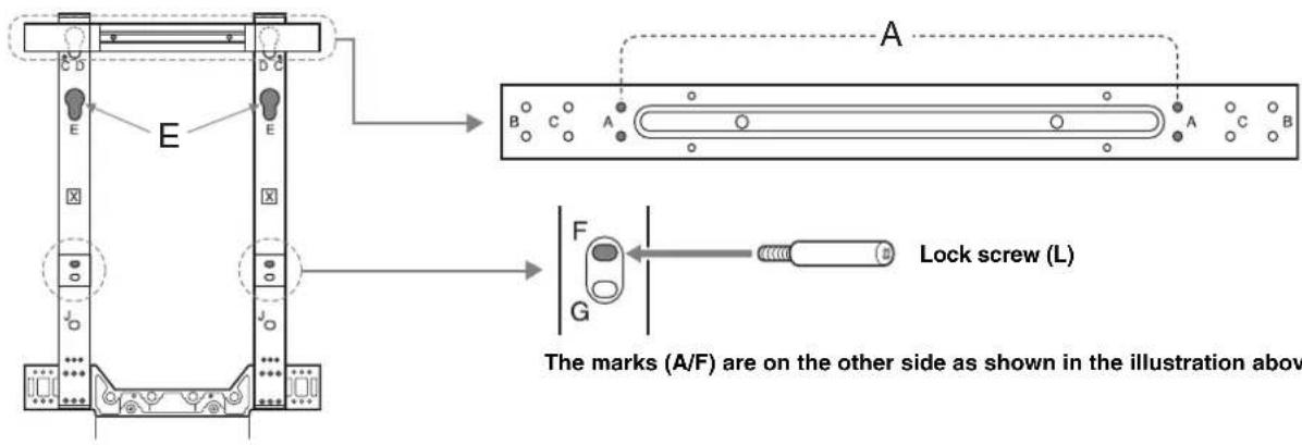 SONY SUFL62 - Hook and screw locations diagram/table - 1