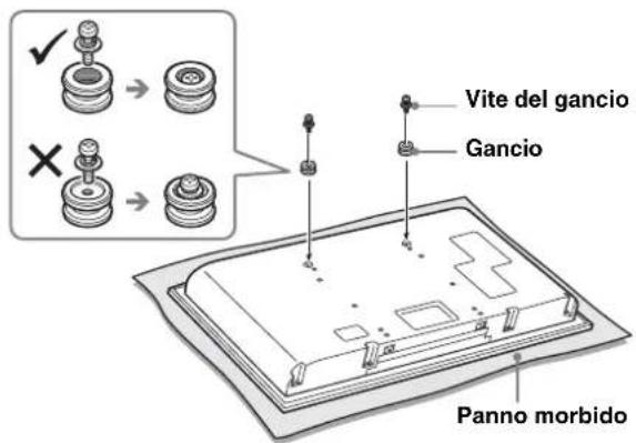 SONY SUFL62 - Fissare i due ganci sulla parte posteriori del teilevisore. - 1