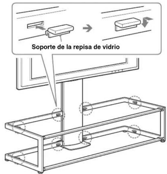 SONY SUFL62 - Fije al armazon los ochosoportes de la repisa de vidrio. - 1