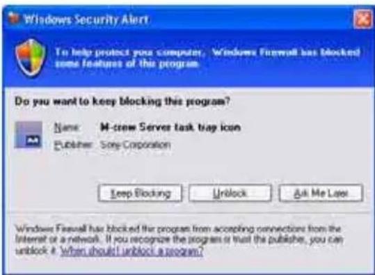 SONY TDMNC1 - Kliknij przycisk [Unblock], aby odklokacja program. - 1