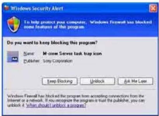 SONY TDMNC1 - Als het venster "Windows Security Alert" verschijnt - 1