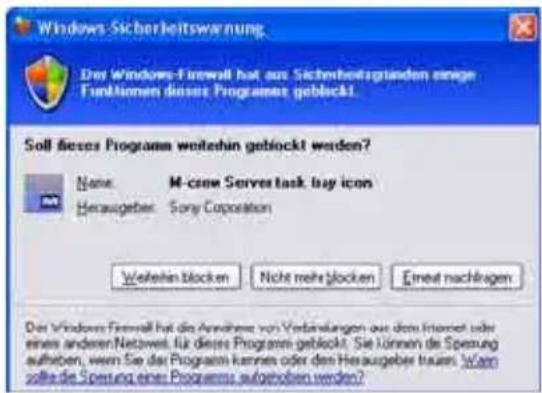 SONY TDMNC1 - Wenn das Fenster „Windows-Sicherheitswannung“ entscheint - 1