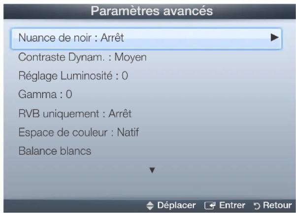 SAMSUNG UA40D5000PR - Paramètres avancés - 1