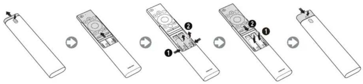 SAMSUNG UE43NU7445U - Einsetzen der Batterien in die Samsung Smart Remote - 1