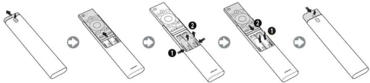 SAMSUNG UE43NU7445U - Instalación de las pilas en el Samsung Smart Remote - 1