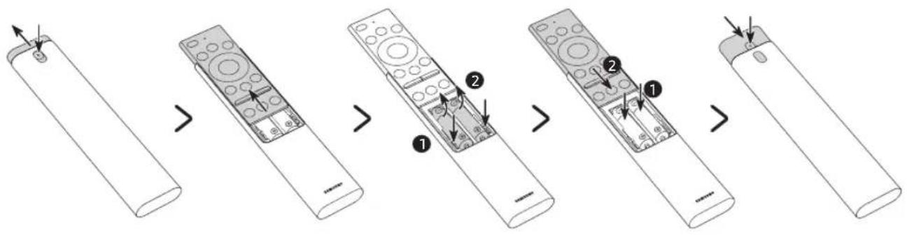 SAMSUNG UE55RU7445U - Instalación de las pilas en el Samsung Smart Remote - 1