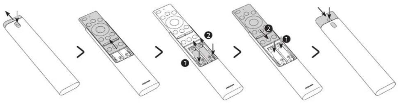 SAMSUNG UE55RU7445U - Einsetzen der Batterien in die Samsung Smart Remote - 1