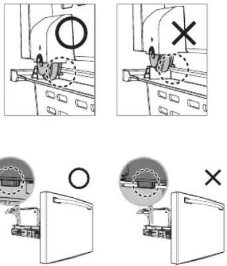 Technical diagram illustrating mechanical assembly steps with labeled components and cross symbols