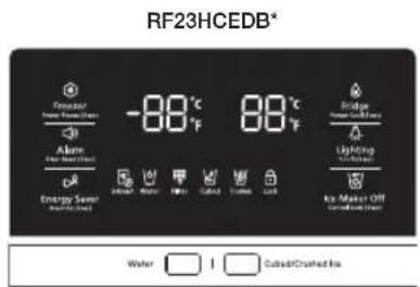 RF23HCEDB* Feather Water -88°C 88°C Alum Energy Sensor (0.01/1.0) Lighting Lighting Lighting Ice Mask Off Cured/Crushed Ice Water I Cured/Crushed Ice