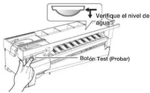 Verifique el nivel de agua Botón Test (Probar)