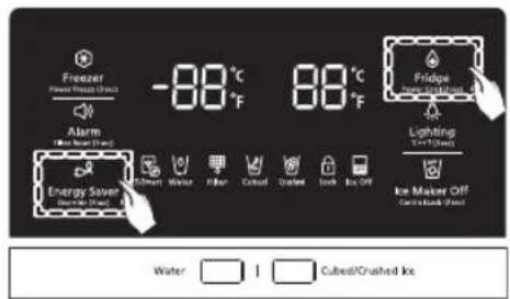 Freezer Power Release (kW) -88°C 88°C Fridge New Light/Out Alarm (10000000000000000000000000000000000000000000000000000000000000000000000000000000 Energy Saver Clearlight (Light) 2.5 GHz Cabinet Water Filter Cubed Graded Lock Bin Off Ice Maker Off Water I Cubed/Crushed Ice