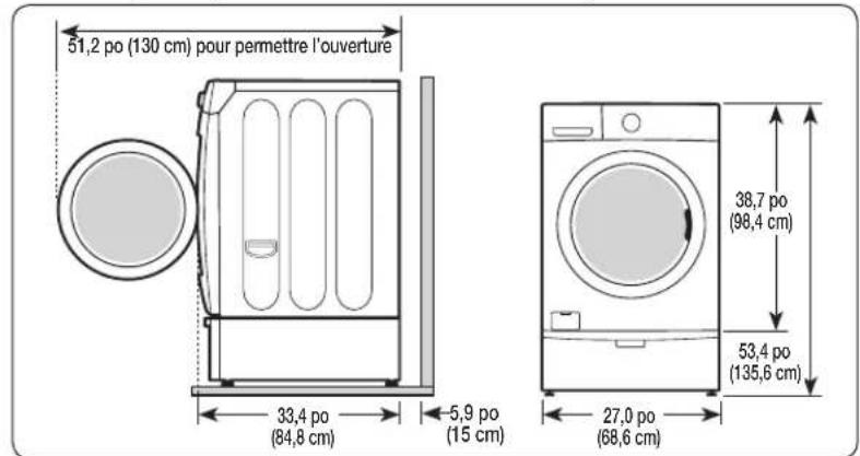 SAMSUNG WF42H5600AP - Avec un socle ou un kit de superposition facultatif - 1