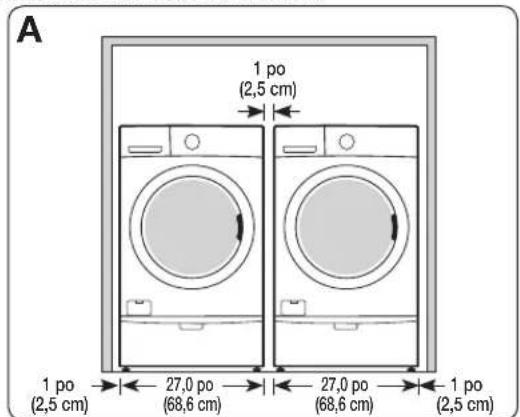 SAMSUNG WF42H5600AP - DÉGAGEMENTS MINIMAUX POUR INSTALLATION ENCASTRÉE : - 1