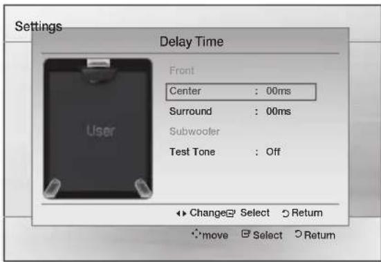 SAMSUNG HTE350K - Setting up the Speaker Delay Time - 1