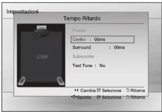 SAMSUNG HTE350K - Impostazione del ritardo dei diffusori - 1