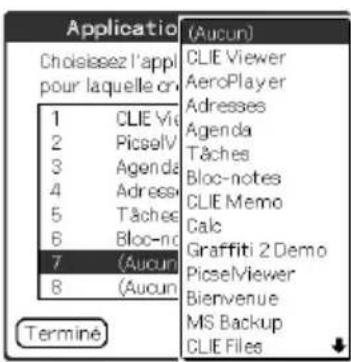 SONY PEGTJ25 - Tapez sur un numero d'application favorite (raccourci) à laquelle vous souhaitez attribuer une application. - 1