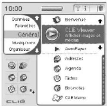 SONY PEGTJ25 - Démarrage d'une application sur l'écran CLIE Launcher - 1