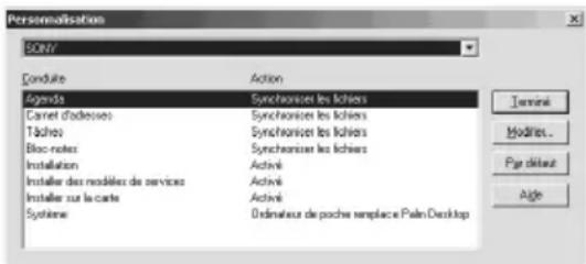SONY PEGTJ25 - Echange et mise à jour de fichiers/donnees via l'opération HotSync® (autres opérations HotSync®) - 1