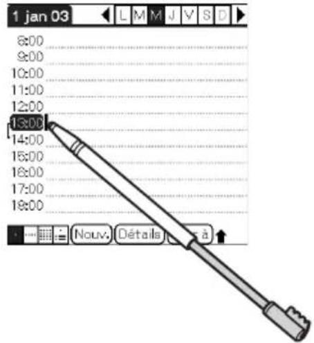SONY PEGTJ25 - Tapez sur l'horaire sur I'écran Agenda. - 1