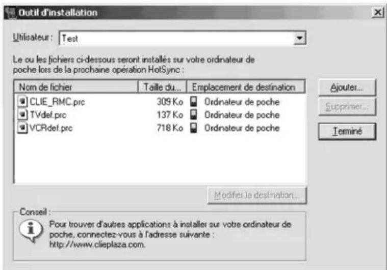 SONY PEGTJ25 - Cliquez sur [Ajouter...]. La boîte de dialogue Oùvrir apparait. Les applications ou les données fournies sont enregistrées dans le repertoire : Program Files/Sony Handheld/Add-on. - 1
