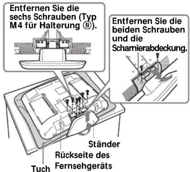 SONY SUW210 - Entfernen Sie die Schrauben wie unten abgebildet und nehmen Sie den Fernsehständer vom Fernsehgerät ab. - 2