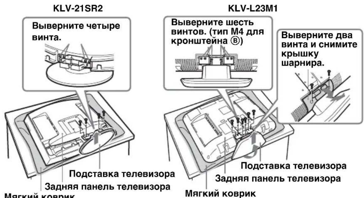 SONY SUW210 - Выверните винты, как показано на рисунке ниже, и отсоедините подставку от телевизора. - 1