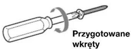 SONY SUW210 - Umieść cztery przygotowane wcześniej wkręty w miejscach zaznaczonych w etapie 2 (strona 4). - 1