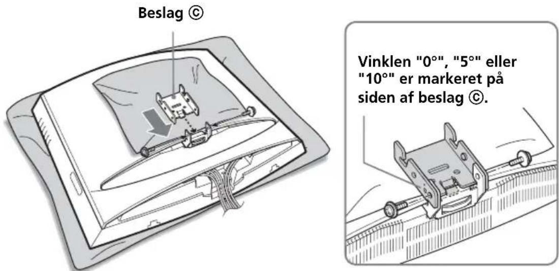 SONY SUW210 - Fastgør beslag © til beslag Ⓑ i den ønskede vinkel. - 1