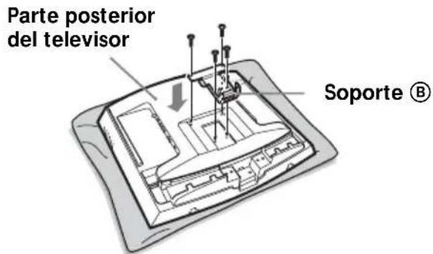 SONY SUW210 - Fije firmemente el soporte Ⓑ al televisor mediante los cuatro tornillos desenroscados en el paso 1. - 1