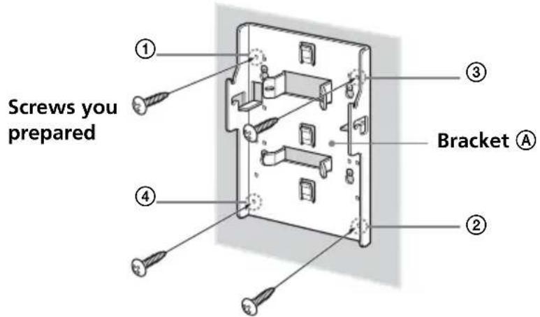 SONY SUW210 - Insert four of the screws you prepared in the screw holes, and tighten them securely in the order of ① to ④ as shown below. - 1
