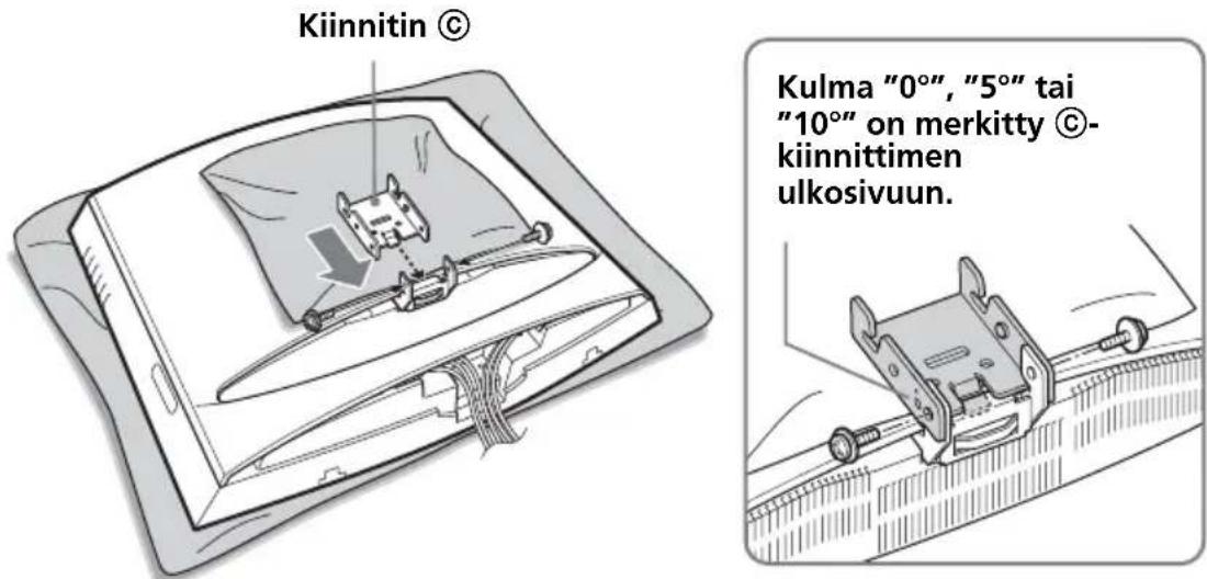 Kiinnitin © Kulma "0°", "5°" tai "10°" on merkitty ©-kiinnittimen ulkosivuun.