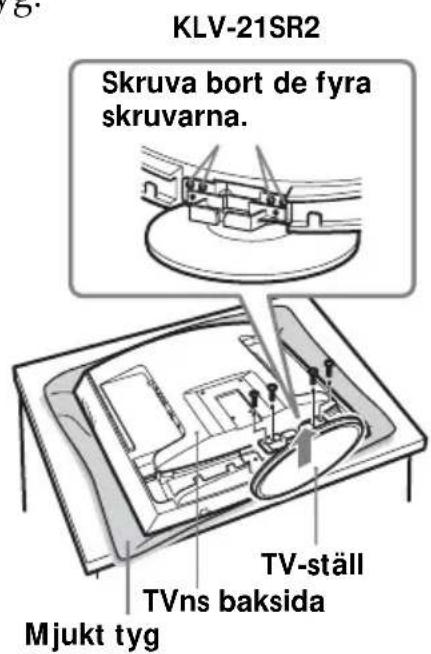 SONY SUW210 - Ta bort skruvarna på det sätt som visas nedan och lossa TV-stället från TVn. - 1