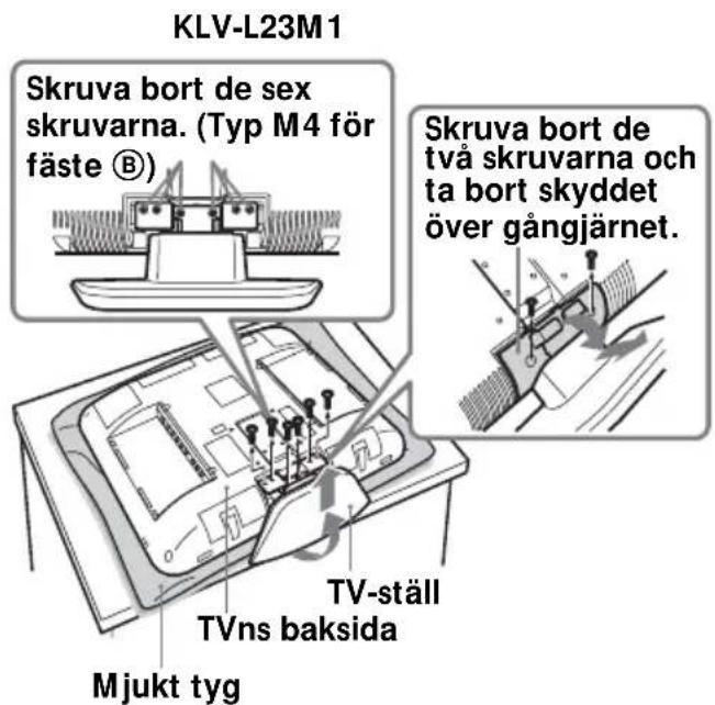 SONY SUW210 - Ta bort skruvarna på det sätt som visas nedan och lossa TV-stället från TVn. - 2