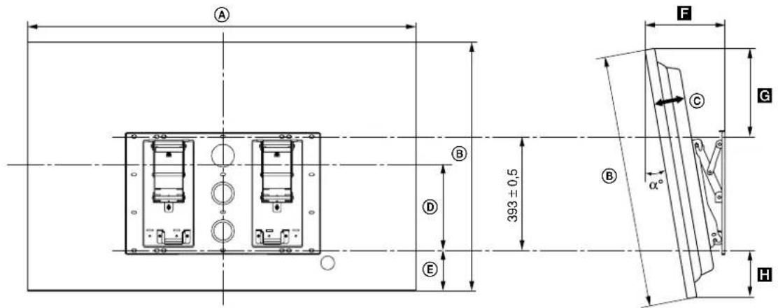 SONY SUPW2 - Tabel med installationsmal for skaermen - 1