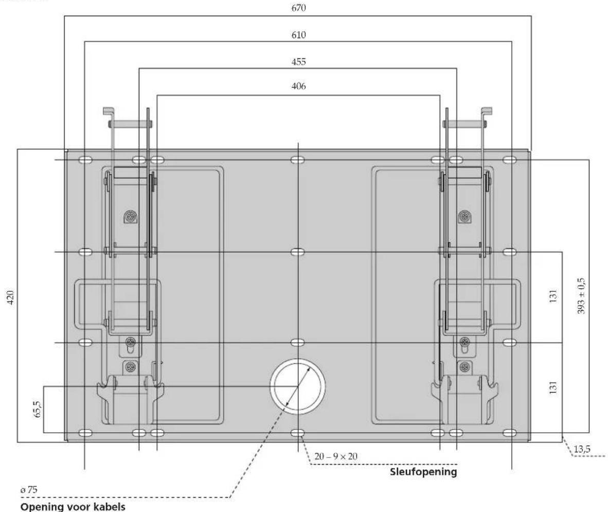 SONY SUPW3M - Diagram met installatieafmetingen aan de muur - 1