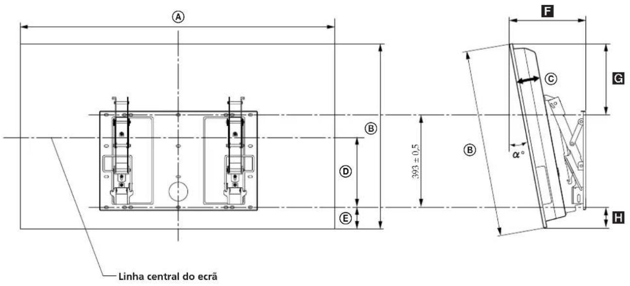 SONY SUPW3M - Tabela de dimensões para a instalação do televisor - 1