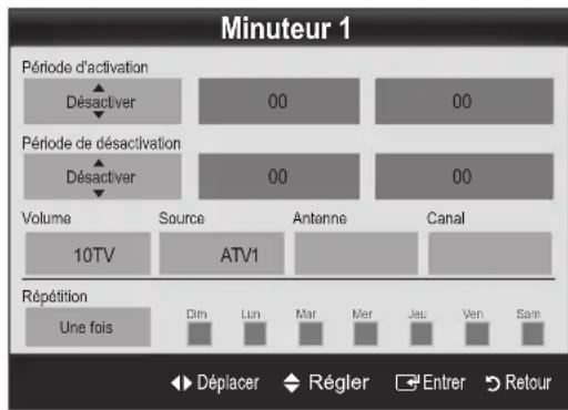 SAMSUNG LE40C750R2Z - Réglage de la minuterie de mise en marche / arrêt - 1