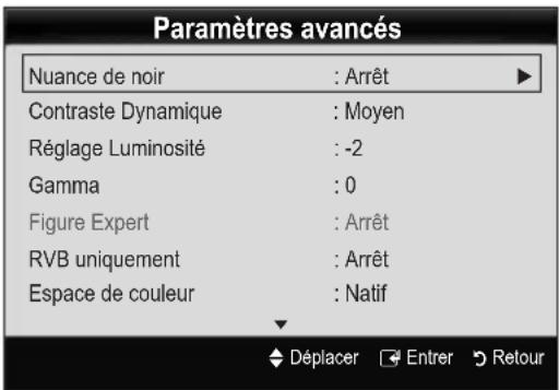 SAMSUNG LE40C750R2Z - Paramètres avancés - 1