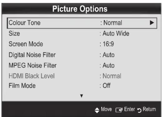 SAMSUNG LE40C750R2Z - Picture Options - 1