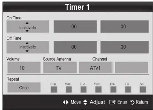 SAMSUNG LE40C750R2Z - Setting the On/Off Timer - 1